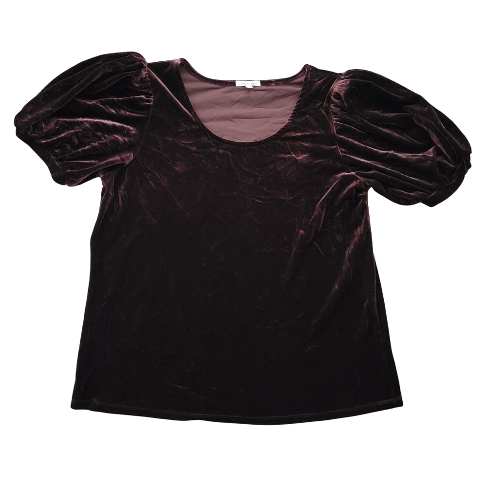Maurices Crushed Velvet Puff Sleeve Top Womens XL Chocolate Brown Y2K Whimsigoth
